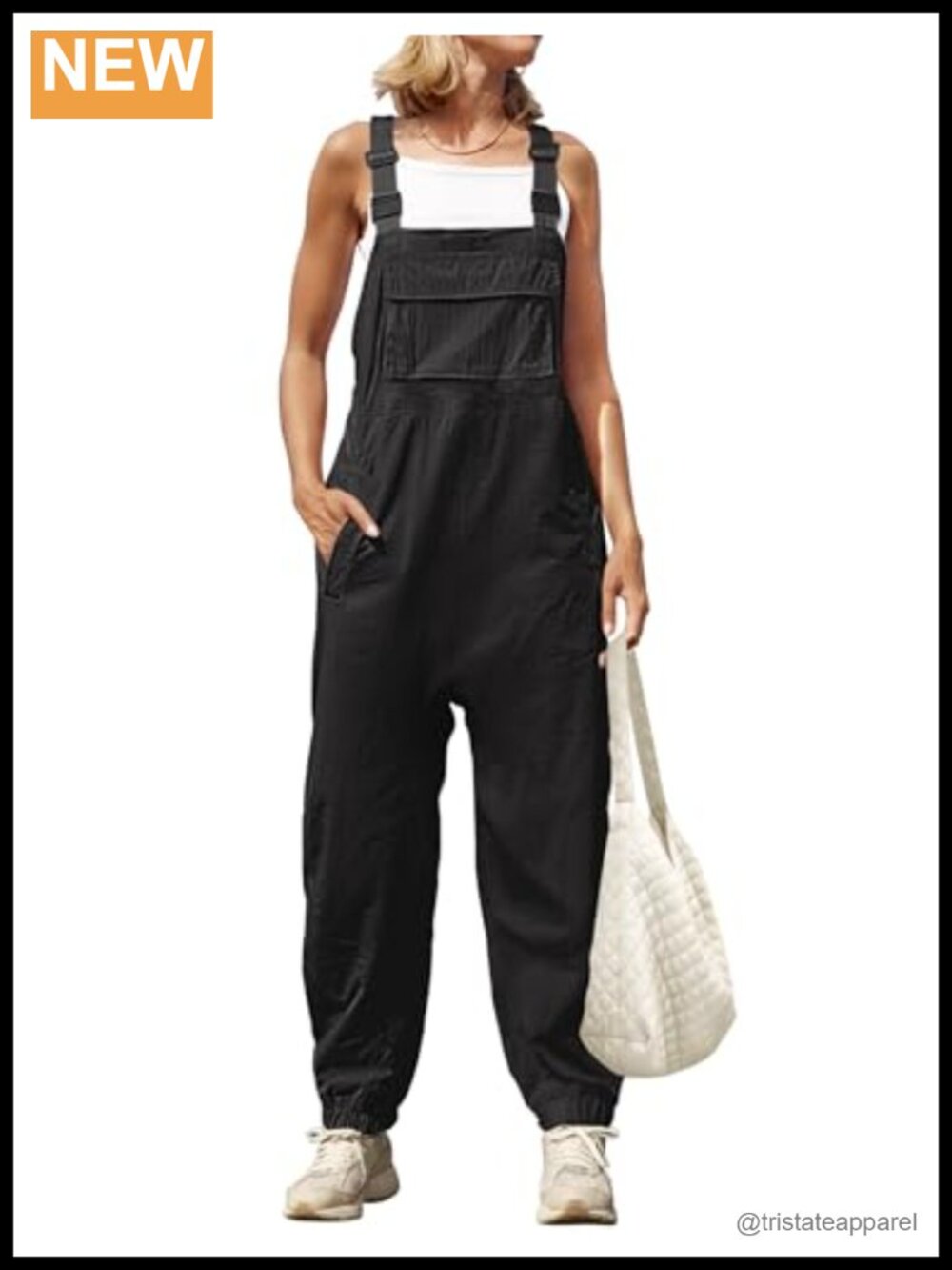 Sleeveless Overalls Jumpsuit Adjustable Straps Elastic Ankle Casual Pant